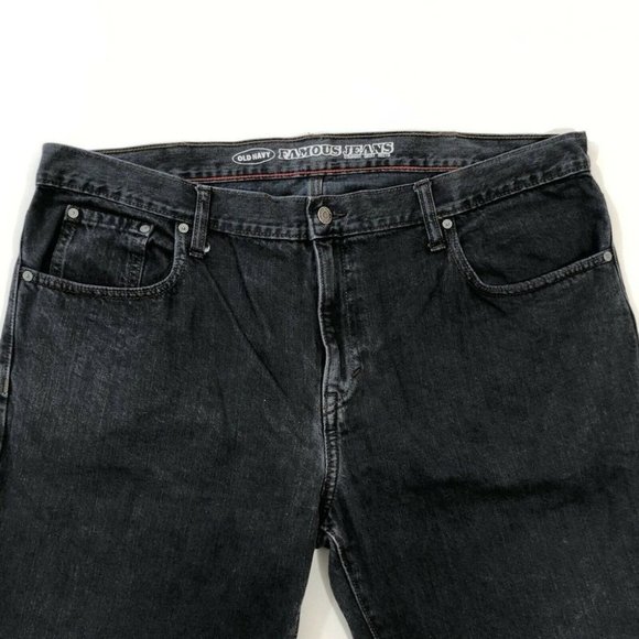 Old Navy Jeans Men's 42 Black Famous Straight Leg Denim Pants Reg Fit Size 42X30 - Picture 6 of 12